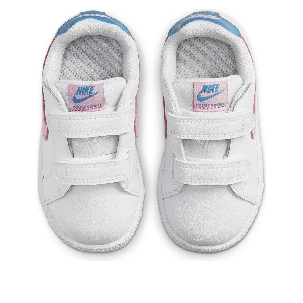 Nike Court Royale Toddler Girl 4C White Pink Blue Sneakers Active Running Shoes - Picture 3 of 6